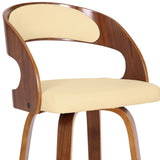 30" Cream And Brown Iron Swivel Low Back Bar Height Bar Chair - Homeroots - Flyclothing LLC