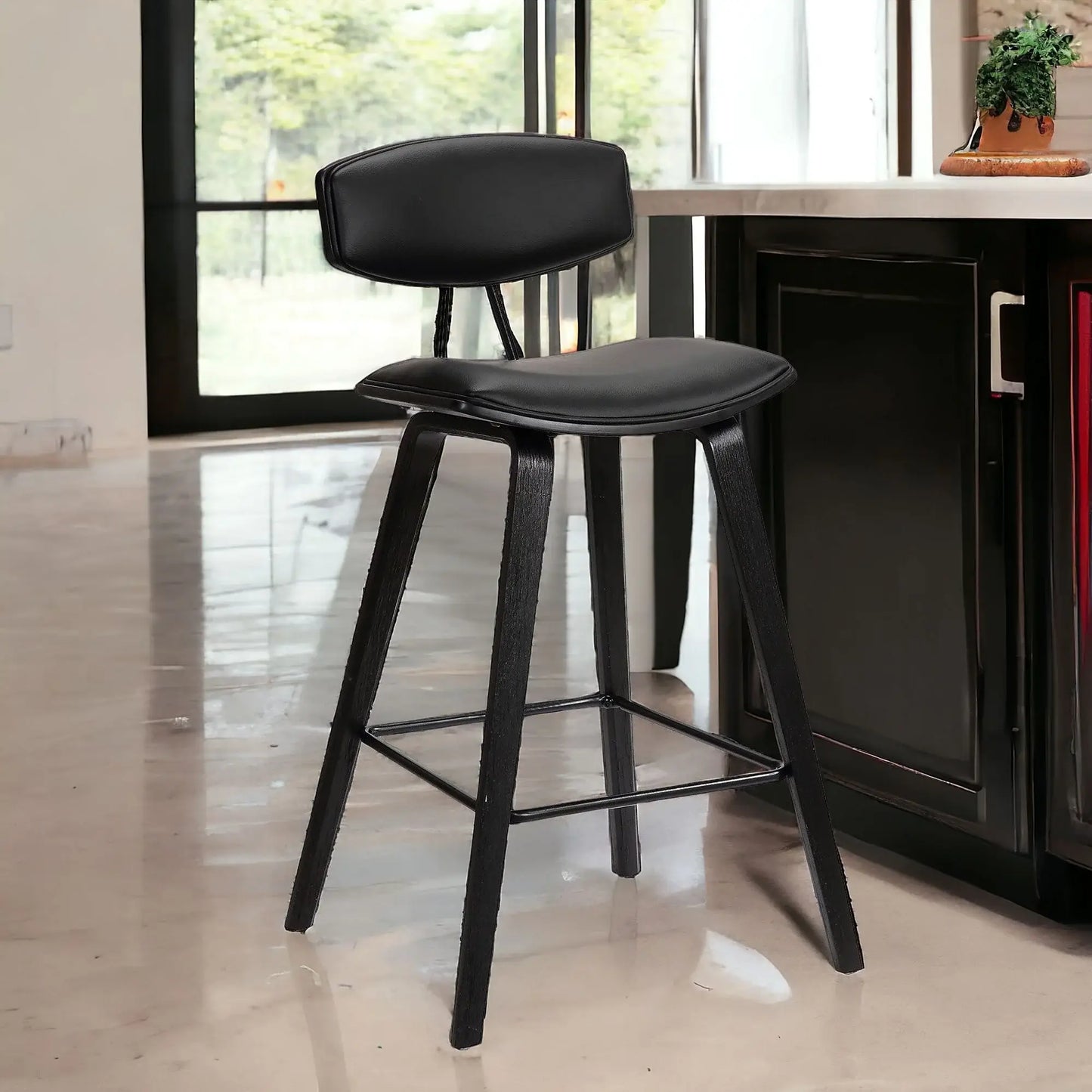 26" Black Iron Low Back Counter Height Bar Chair - Homeroots - Flyclothing LLC