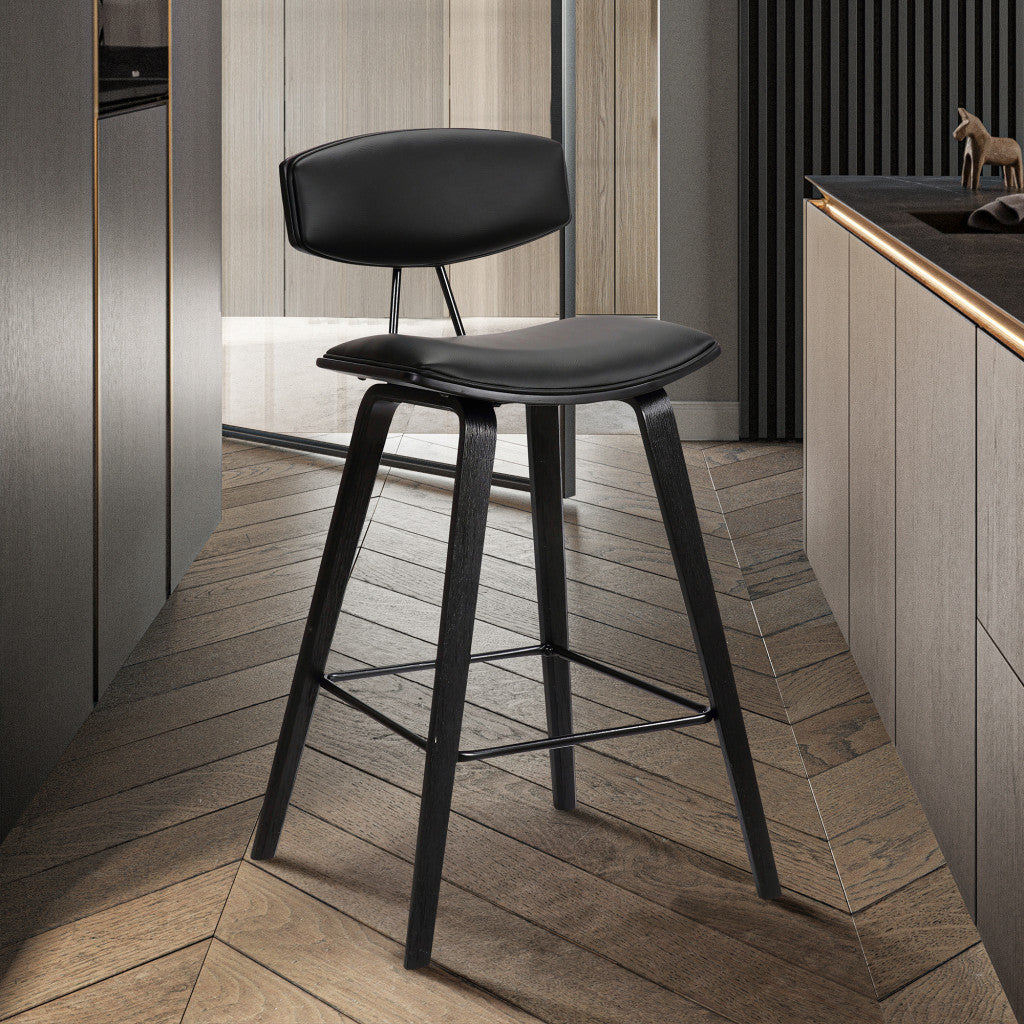 26" Black Iron Low Back Counter Height Bar Chair - Homeroots - Flyclothing LLC