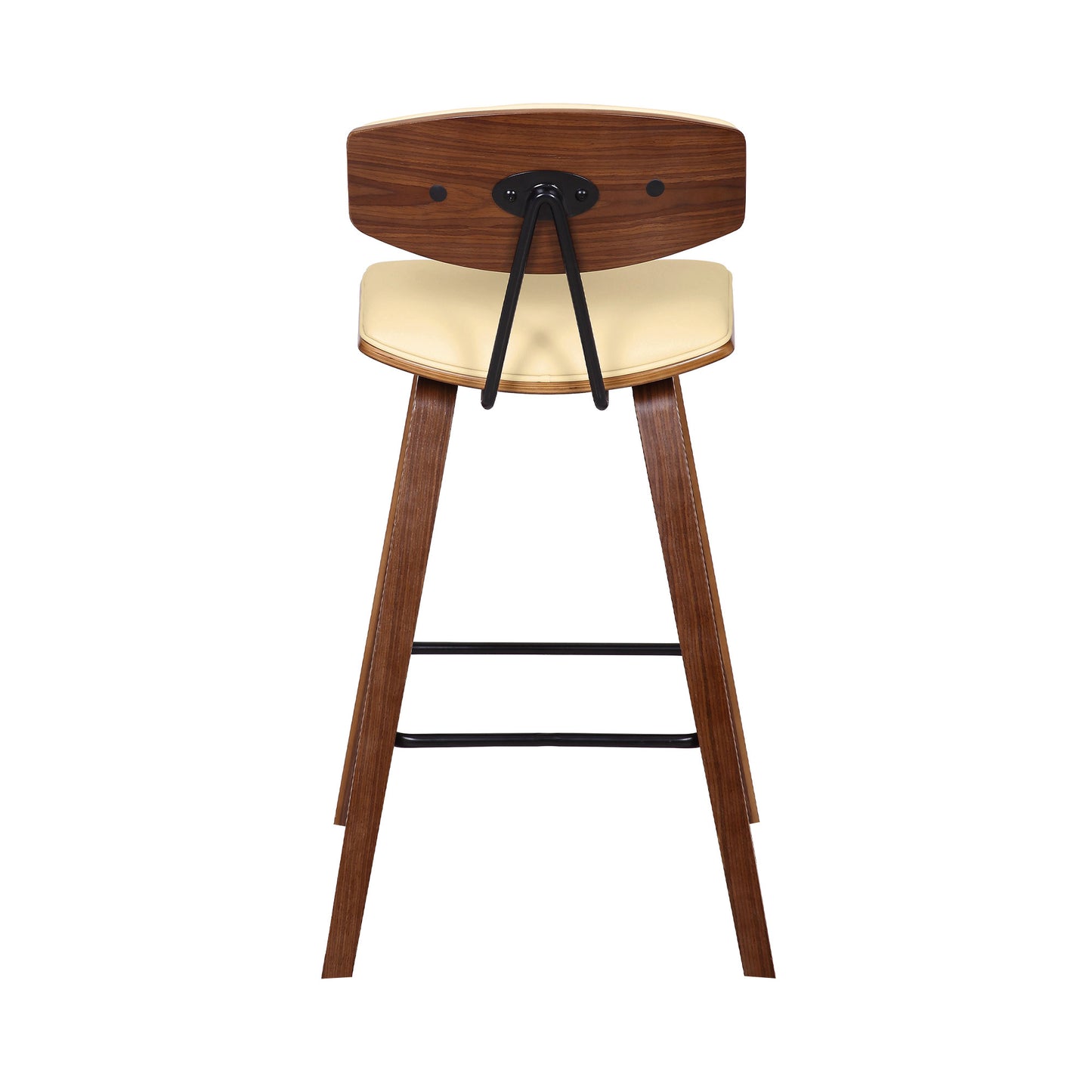 26" Cream And Brown Iron Low Back Counter Height Bar Chair - Homeroots - Flyclothing LLC