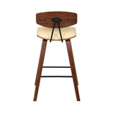26" Cream And Brown Iron Low Back Counter Height Bar Chair - Homeroots - Flyclothing LLC