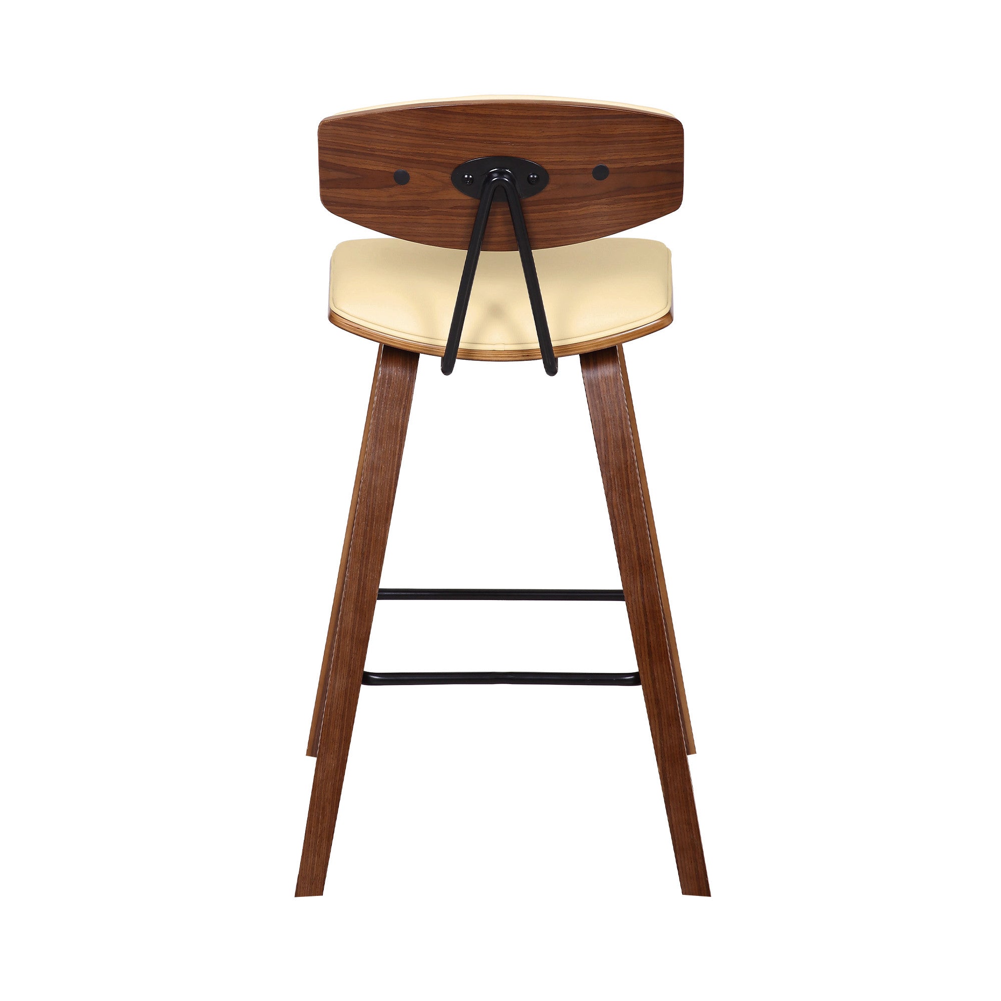 26" Cream And Brown Iron Low Back Counter Height Bar Chair - Homeroots - Flyclothing LLC