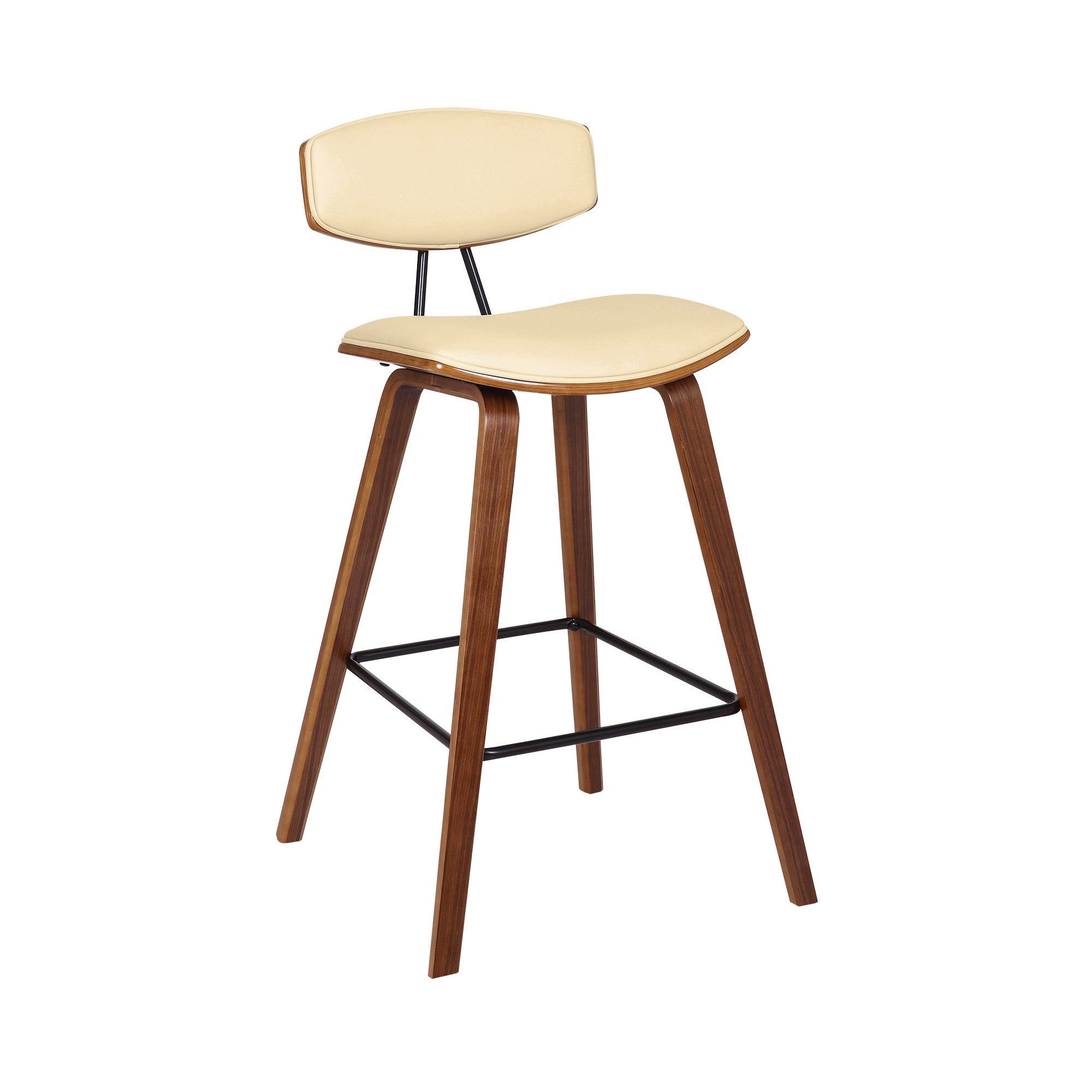 26" Cream And Brown Iron Low Back Counter Height Bar Chair - Homeroots - Flyclothing LLC