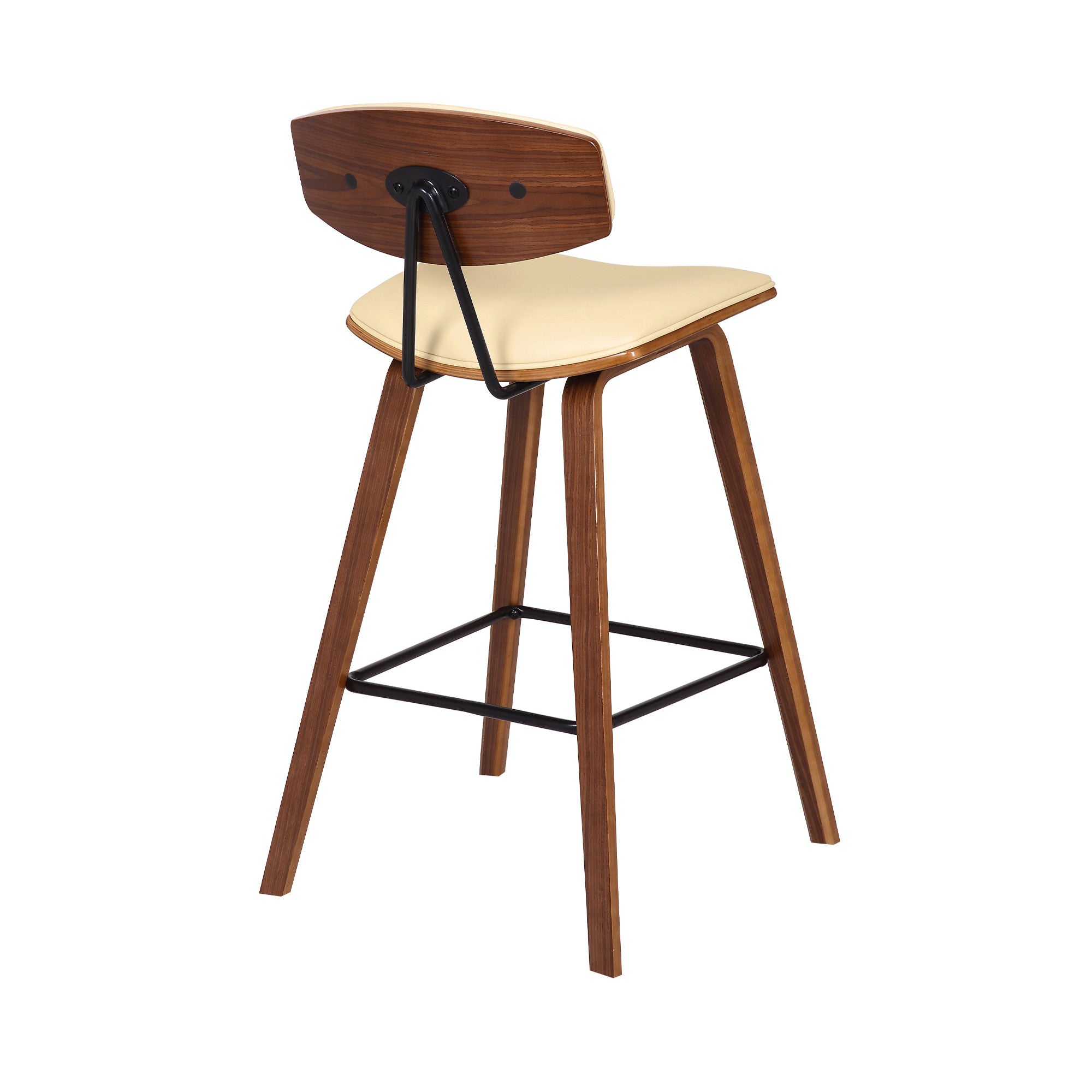 26" Cream And Brown Iron Low Back Counter Height Bar Chair - Homeroots - Flyclothing LLC