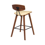 26" Cream And Brown Iron Low Back Counter Height Bar Chair - Homeroots