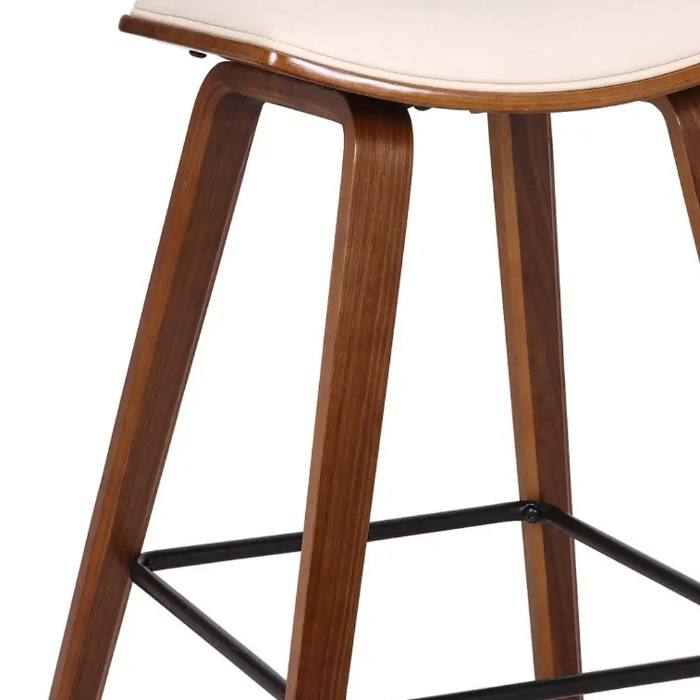 26" Cream And Brown Iron Low Back Counter Height Bar Chair - Homeroots - Flyclothing LLC