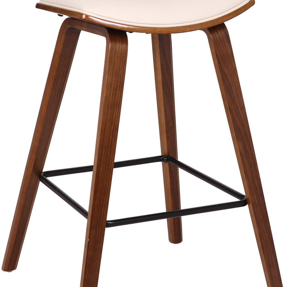 26" Cream And Brown Iron Low Back Counter Height Bar Chair - Homeroots - Flyclothing LLC