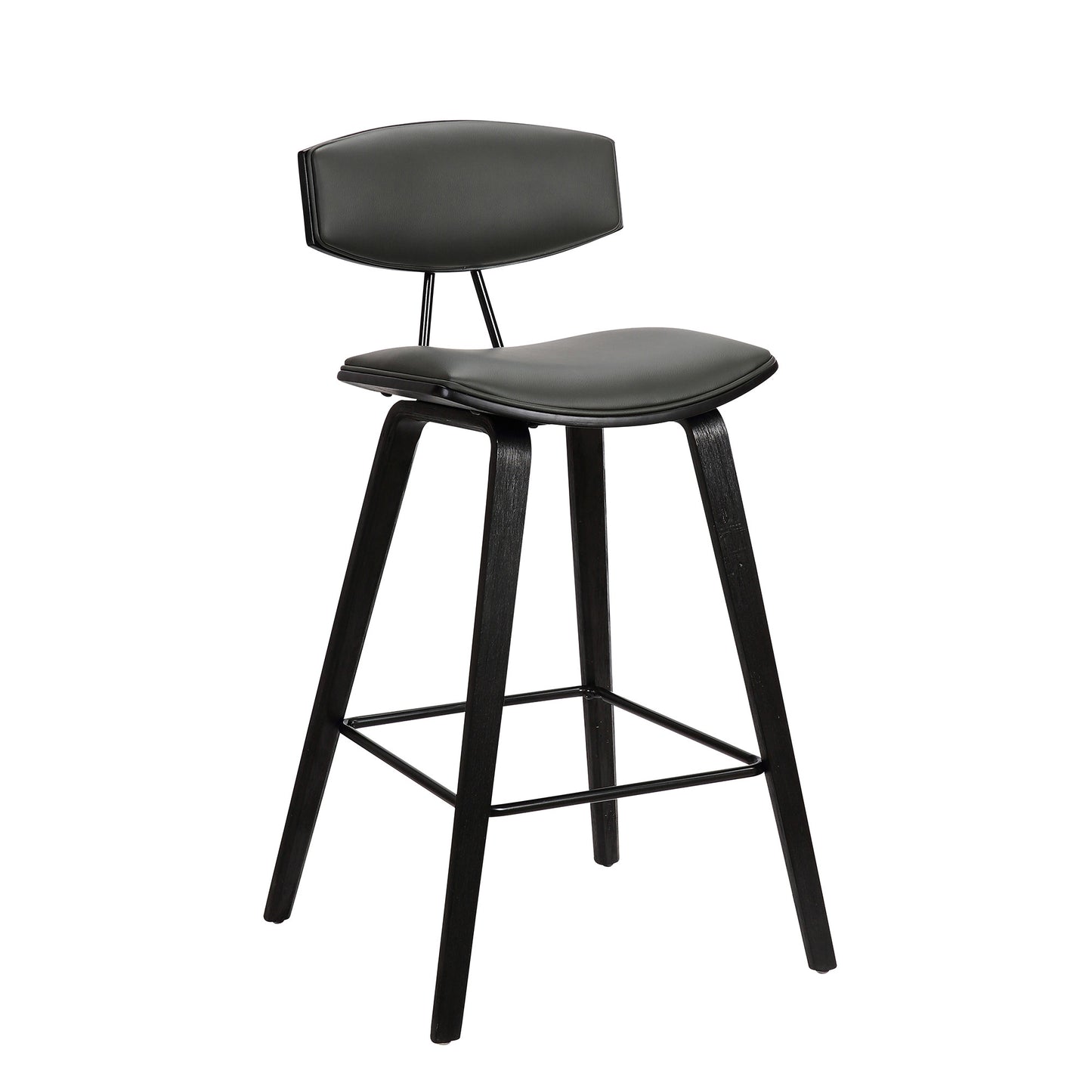 26" Gray And Black Iron Low Back Counter Height Bar Chair - Homeroots - Flyclothing LLC