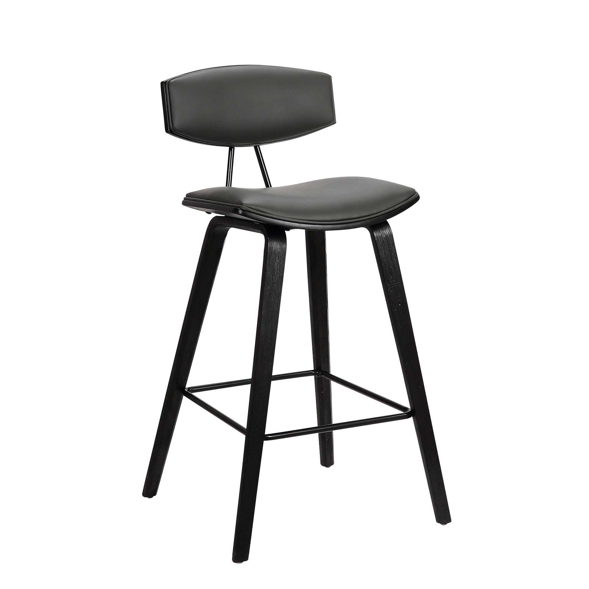 26" Gray And Black Iron Low Back Counter Height Bar Chair - Homeroots - Flyclothing LLC