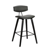 26" Gray And Black Iron Low Back Counter Height Bar Chair - Homeroots