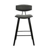 26" Gray And Black Iron Low Back Counter Height Bar Chair