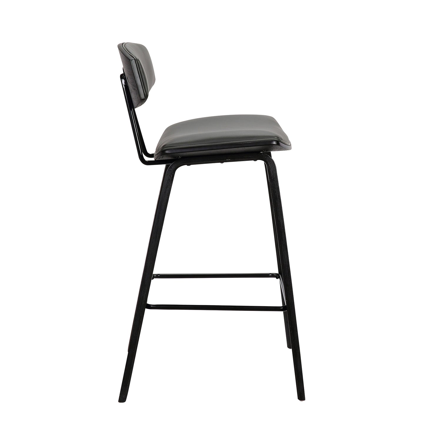 26" Gray And Black Iron Low Back Counter Height Bar Chair - Homeroots - Flyclothing LLC