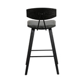 26" Gray And Black Iron Low Back Counter Height Bar Chair - Homeroots - Flyclothing LLC