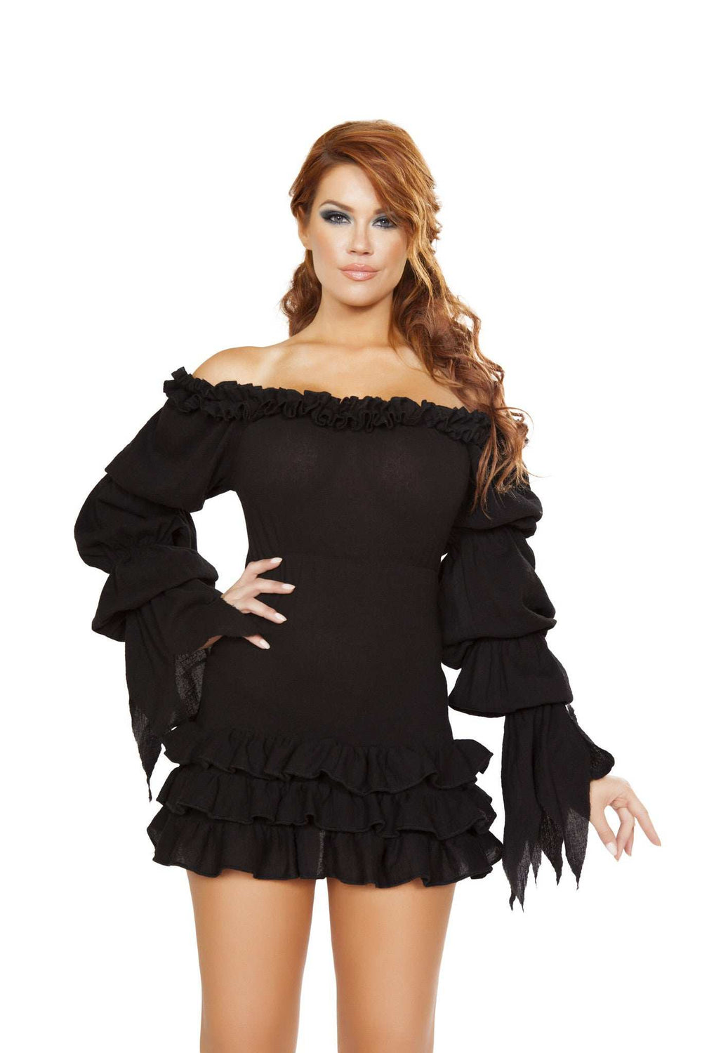Roma Costume Ruffled Pirate Dress with Sleeves & Multi Layered Skirt - Roma Costume - Flyclothing LLC