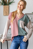 Heimish Color Block Exposed Seam Ribbed T-Shirt - Trendsi