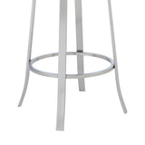 30" Gray And Silver Faux Leather And Iron Swivel Bar Height Bar Chair - Homeroots