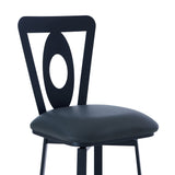 30" Gray And Black Faux Leather And Iron Swivel Bar Height Bar Chair - Homeroots - Flyclothing LLC