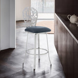 30" Gray And Silver Iron Swivel Bar Height Bar Chair - Homeroots - Flyclothing LLC