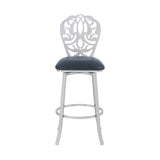 30" Gray And Silver Iron Swivel Bar Height Bar Chair - Homeroots - Flyclothing LLC