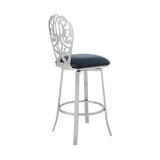 30" Gray And Silver Iron Swivel Bar Height Bar Chair - Homeroots