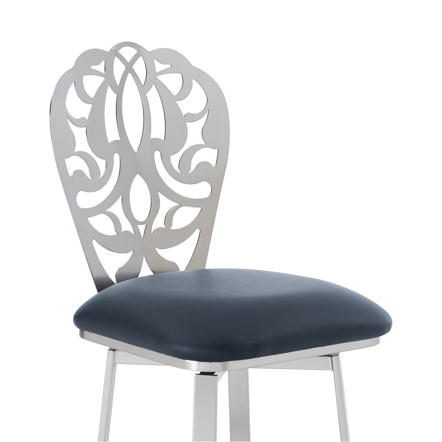 30" Gray And Silver Iron Swivel Bar Height Bar Chair - Homeroots - Flyclothing LLC