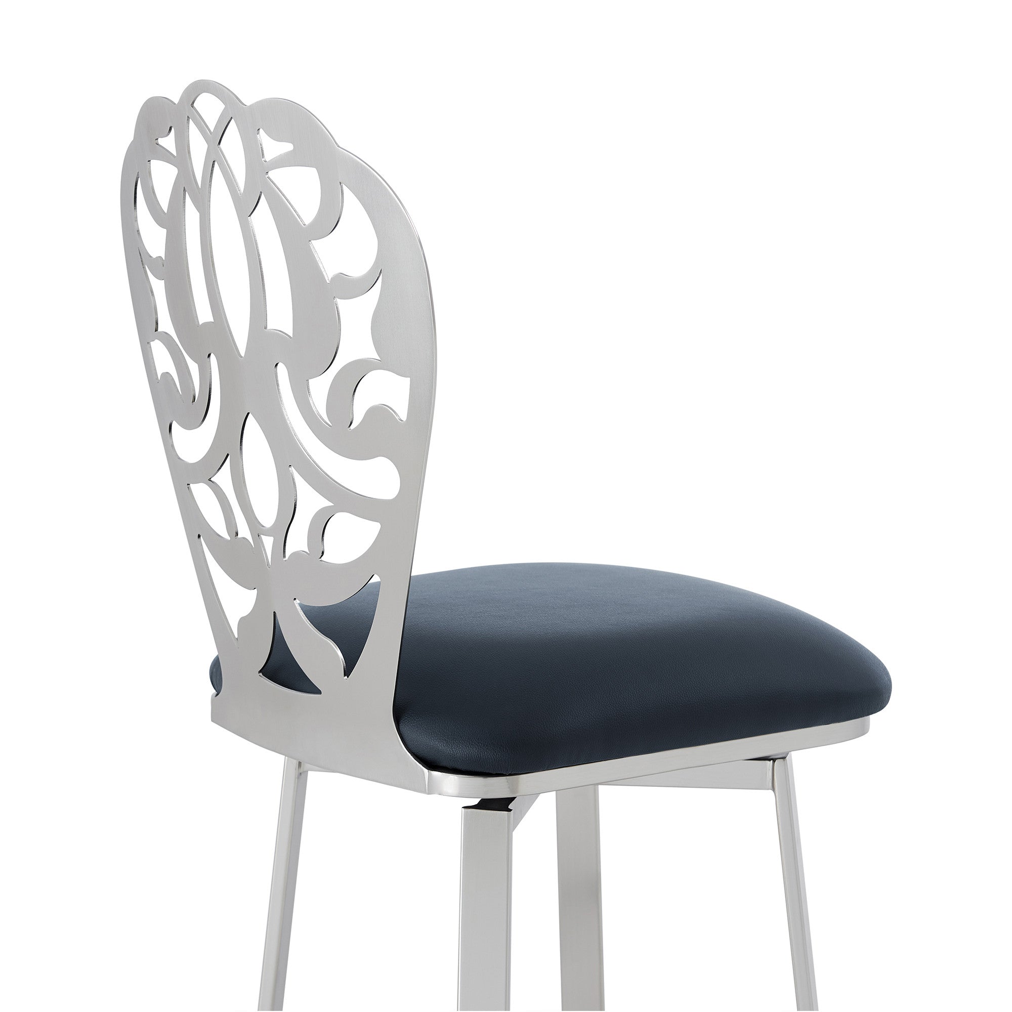 30" Gray And Silver Iron Swivel Bar Height Bar Chair - Homeroots - Flyclothing LLC