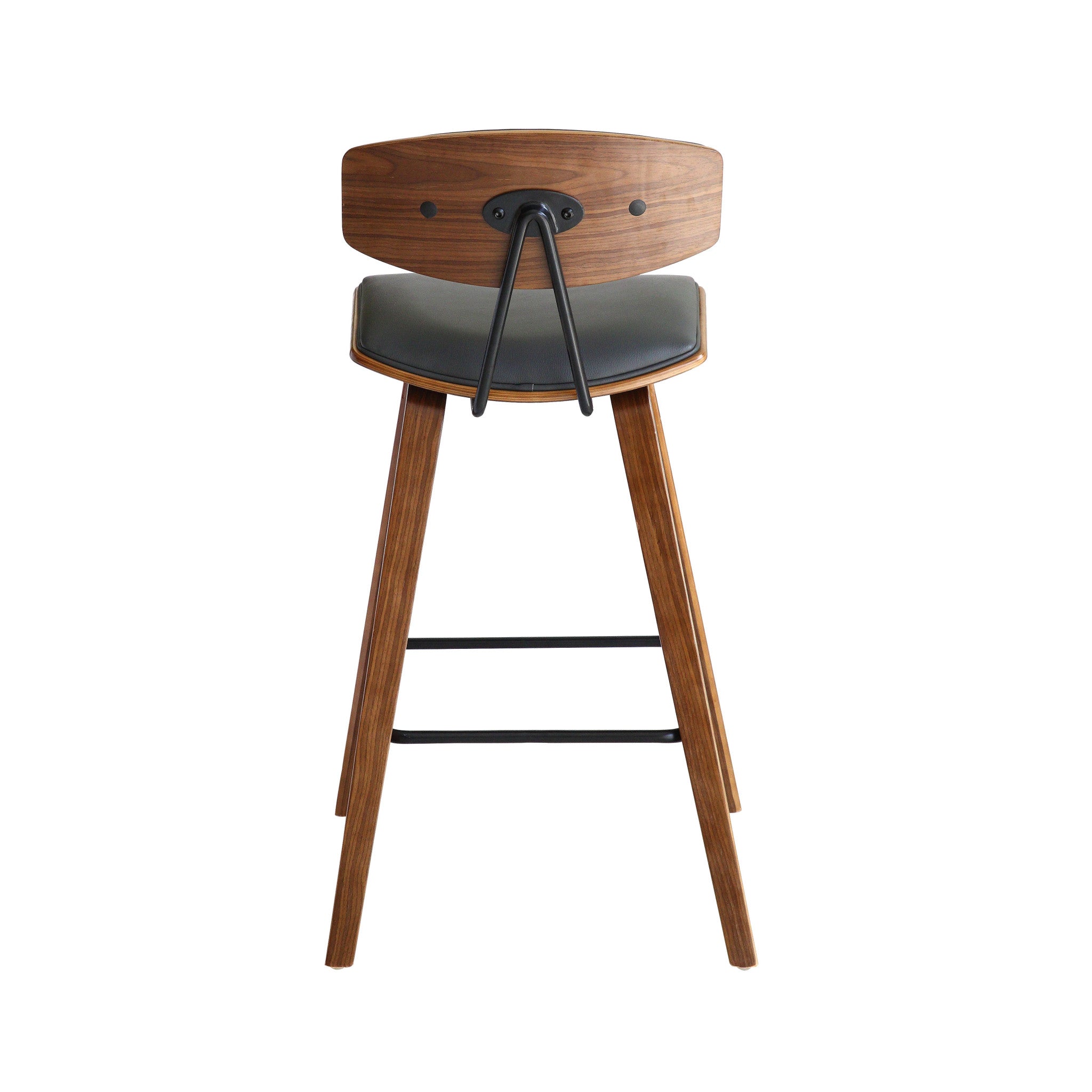 29" Gray And Brown Iron Low Back Bar Height Bar Chair - Homeroots - Flyclothing LLC