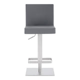 24" Gray And Silver Faux Leather And Iron Swivel Adjustable Height Bar Chair - Homeroots