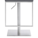 25" Gray And Silver Faux Leather And Iron Swivel Low Back Adjustable Height Bar Chair - Homeroots - Flyclothing LLC