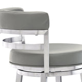 30" Gray And Silver Faux Leather And Iron Swivel Low Back Bar Height Bar Chair - Homeroots - Flyclothing LLC