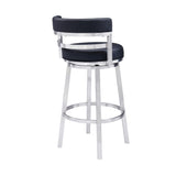26" Black And Silver Faux Leather And Iron Swivel Low Back Counter Height Bar Chair - Homeroots - Flyclothing LLC