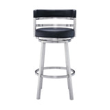 26" Black And Silver Faux Leather And Iron Swivel Low Back Counter Height Bar Chair - Homeroots - Flyclothing LLC