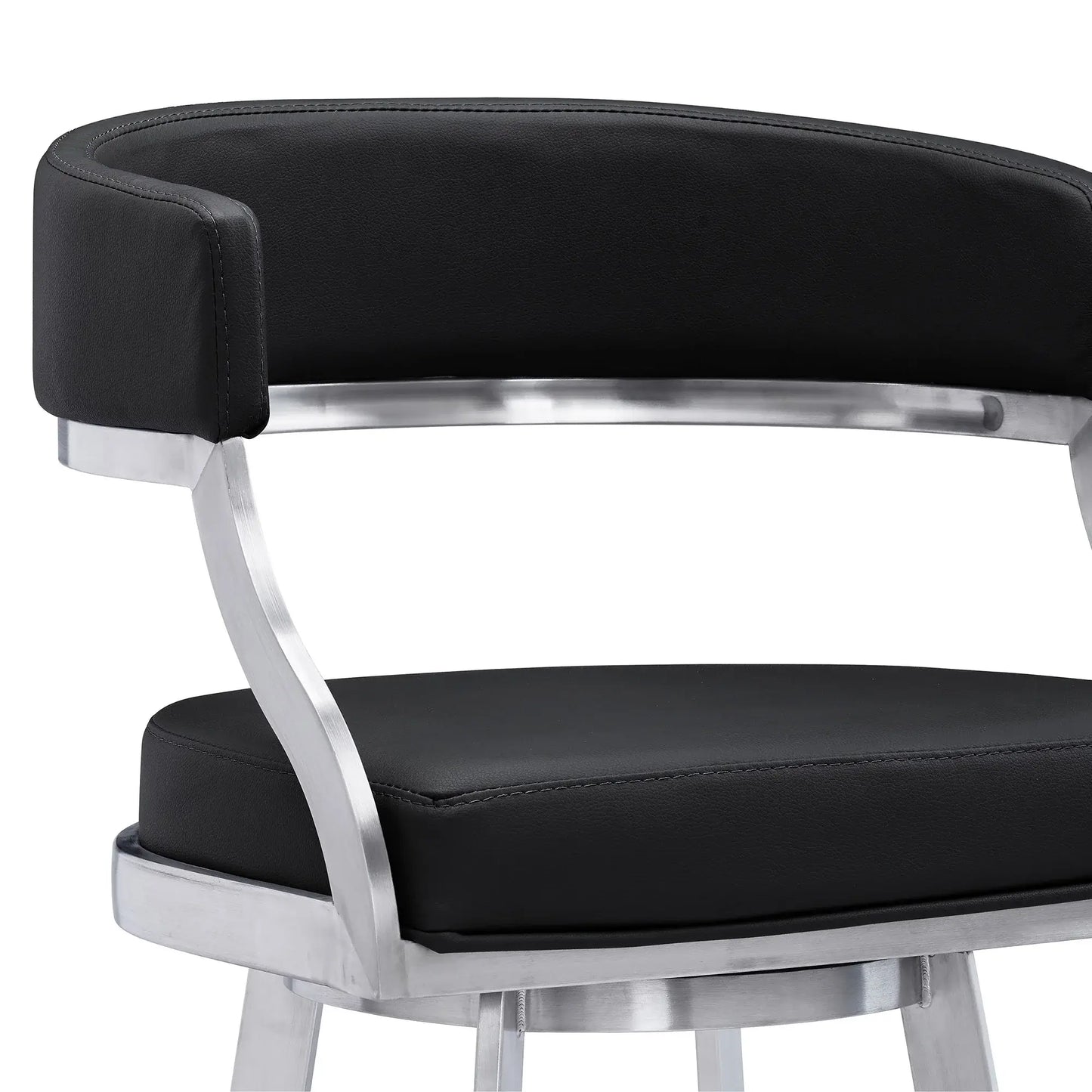 26" Black And Silver Faux Leather And Iron Swivel Low Back Counter Height Bar Chair - Homeroots - Flyclothing LLC