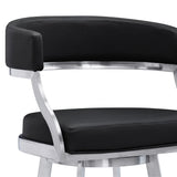 26" Black And Silver Faux Leather And Iron Swivel Low Back Counter Height Bar Chair - Homeroots - Flyclothing LLC