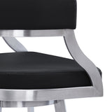 26" Black And Silver Faux Leather And Iron Swivel Low Back Counter Height Bar Chair - Homeroots - Flyclothing LLC