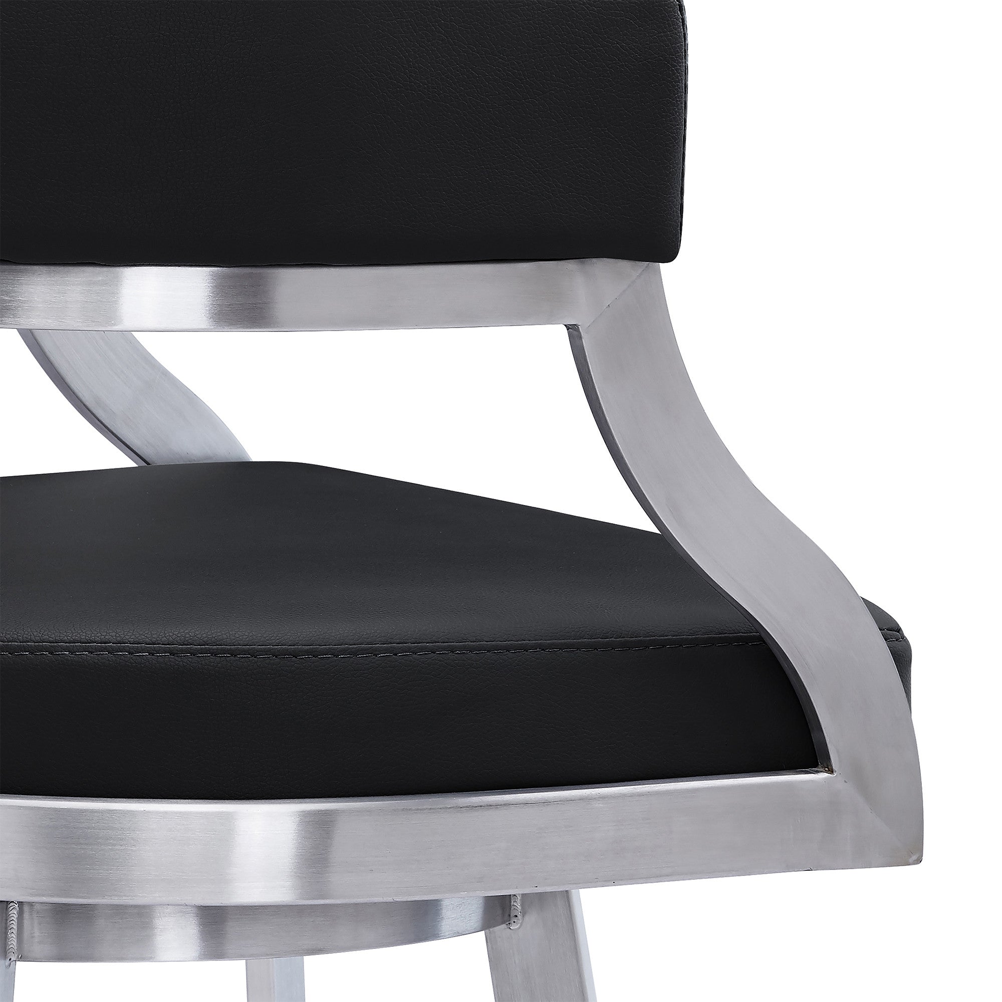 26" Black And Silver Faux Leather And Iron Swivel Low Back Counter Height Bar Chair - Homeroots - Flyclothing LLC