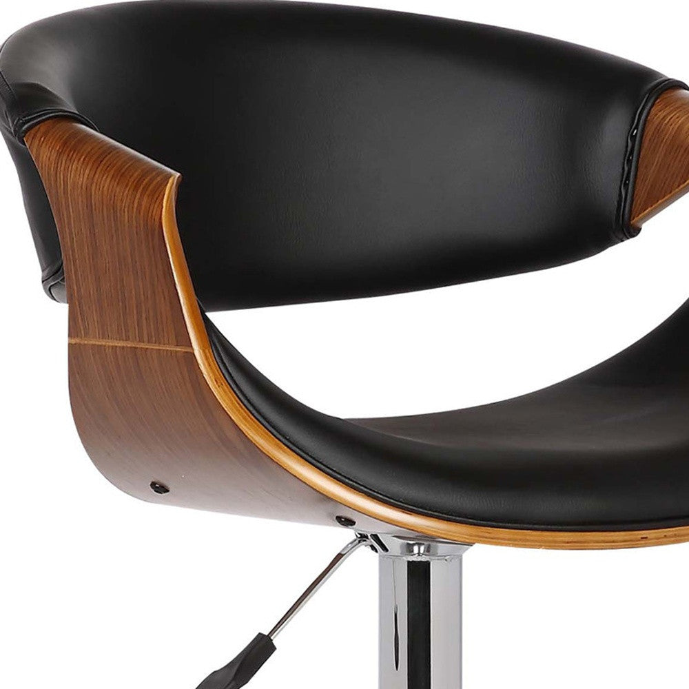 24" Black And Silver Solid Wood Swivel Low Back Adjustable Height Bar Chair - Homeroots - Flyclothing LLC
