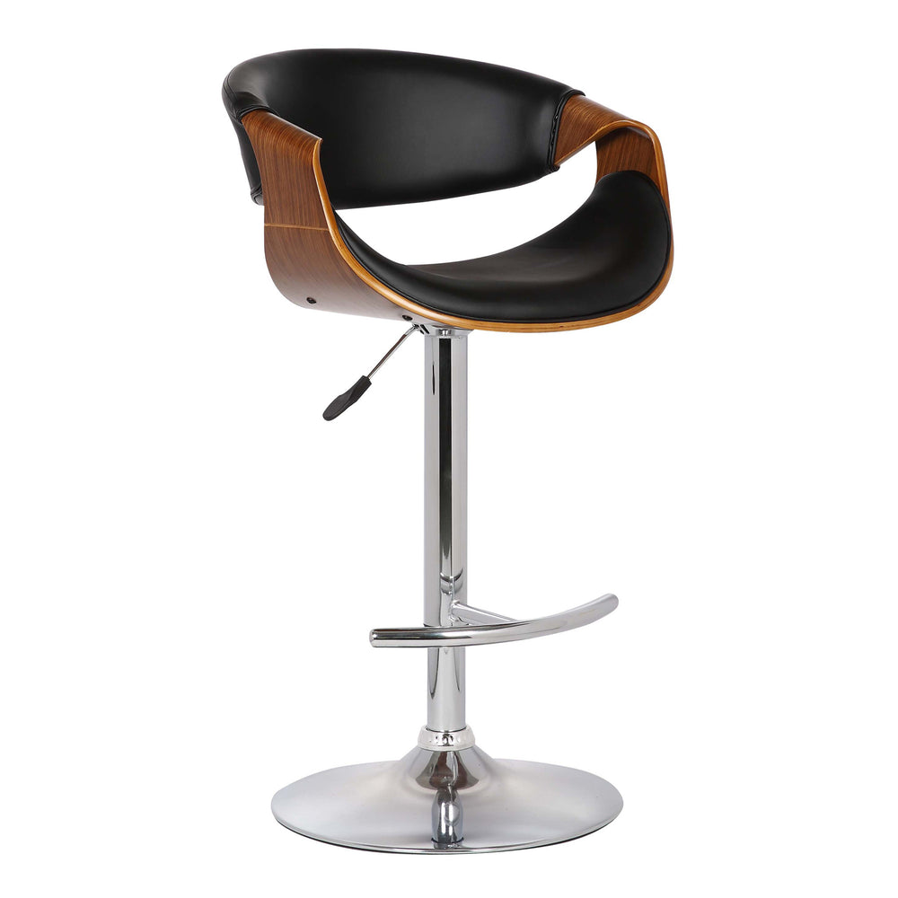 24" Black And Silver Solid Wood Swivel Low Back Adjustable Height Bar Chair - Homeroots