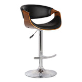 24" Black And Silver Solid Wood Swivel Low Back Adjustable Height Bar Chair - Homeroots