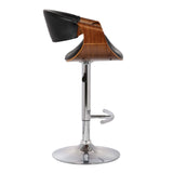 24" Black And Silver Solid Wood Swivel Low Back Adjustable Height Bar Chair - Homeroots