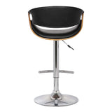 24" Black And Silver Solid Wood Swivel Low Back Adjustable Height Bar Chair - Homeroots