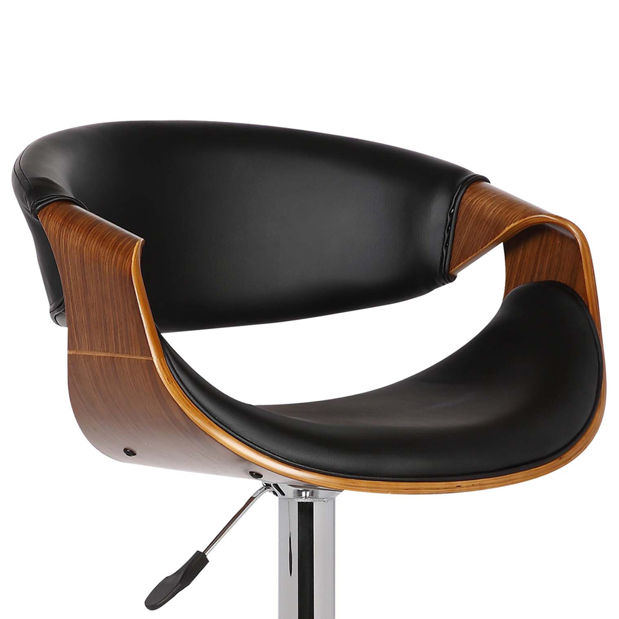 24" Black And Silver Solid Wood Swivel Low Back Adjustable Height Bar Chair - Homeroots - Flyclothing LLC