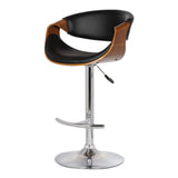 24" Black And Silver Solid Wood Swivel Low Back Adjustable Height Bar Chair - Homeroots - Flyclothing LLC