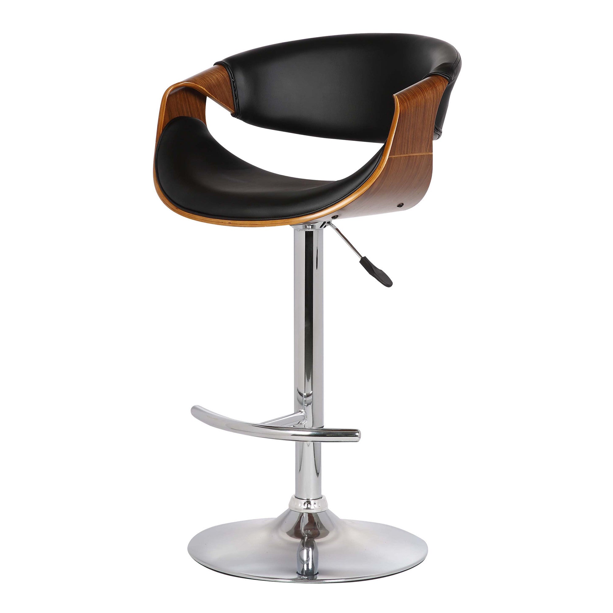 24" Black And Silver Solid Wood Swivel Low Back Adjustable Height Bar Chair - Homeroots - Flyclothing LLC