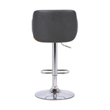 25" Gray And Silver Faux Leather And Iron Swivel Low Back Adjustable Height Bar Chair - Homeroots - Flyclothing LLC