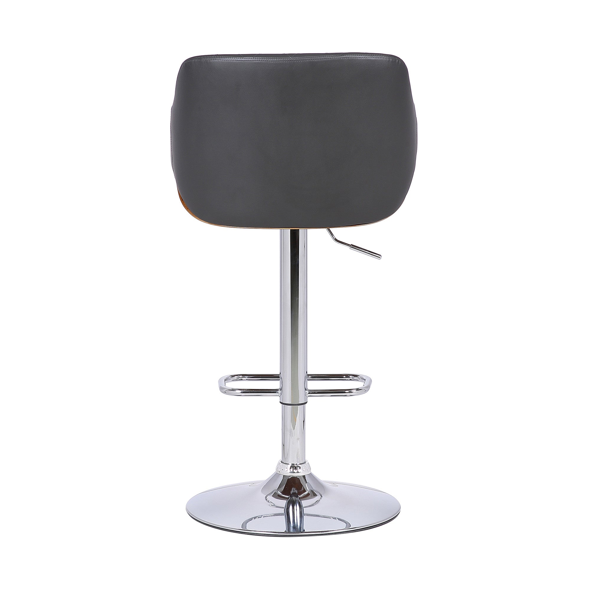 25" Gray And Silver Faux Leather And Iron Swivel Low Back Adjustable Height Bar Chair - Homeroots - Flyclothing LLC