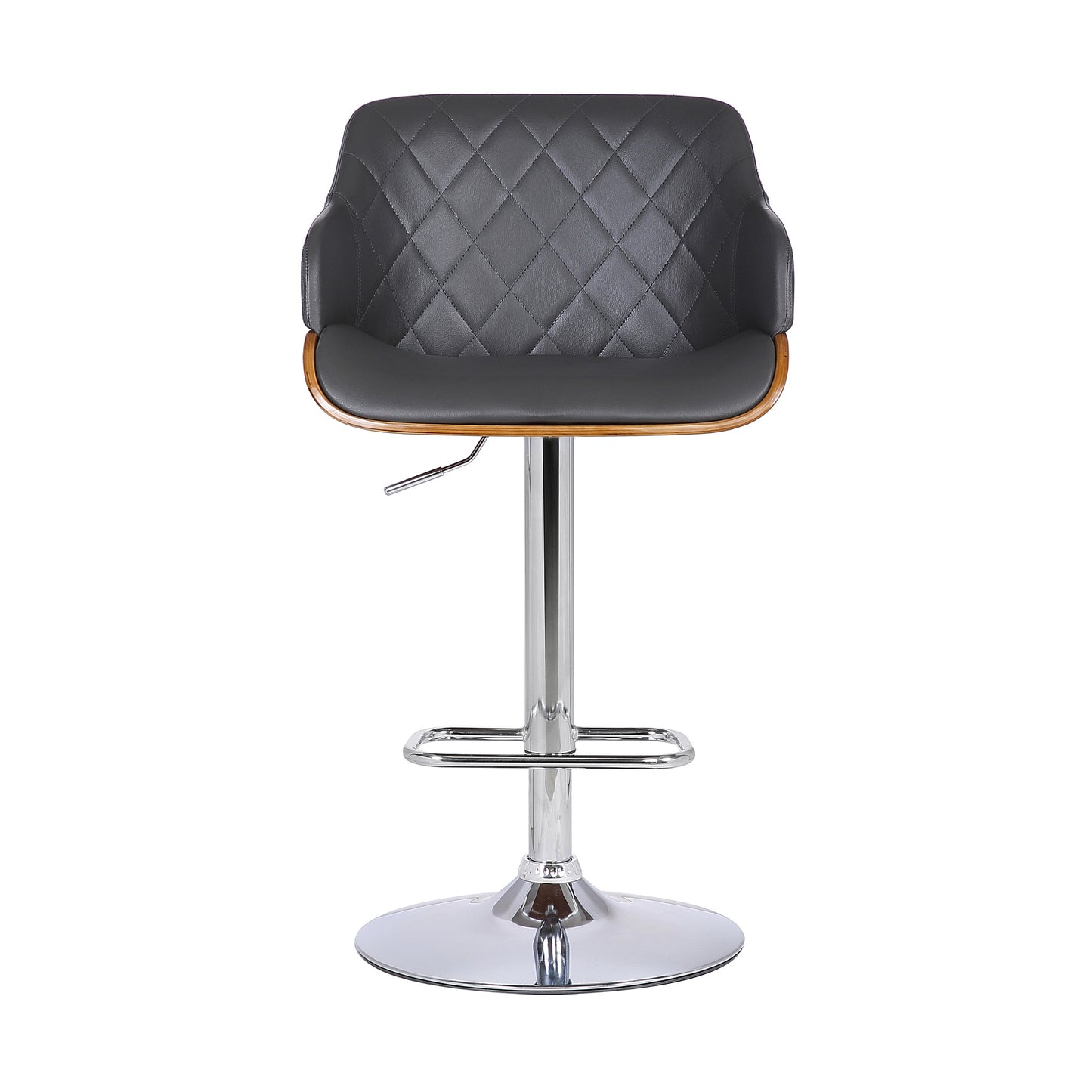 25" Gray And Silver Faux Leather And Iron Swivel Low Back Adjustable Height Bar Chair - Homeroots - Flyclothing LLC