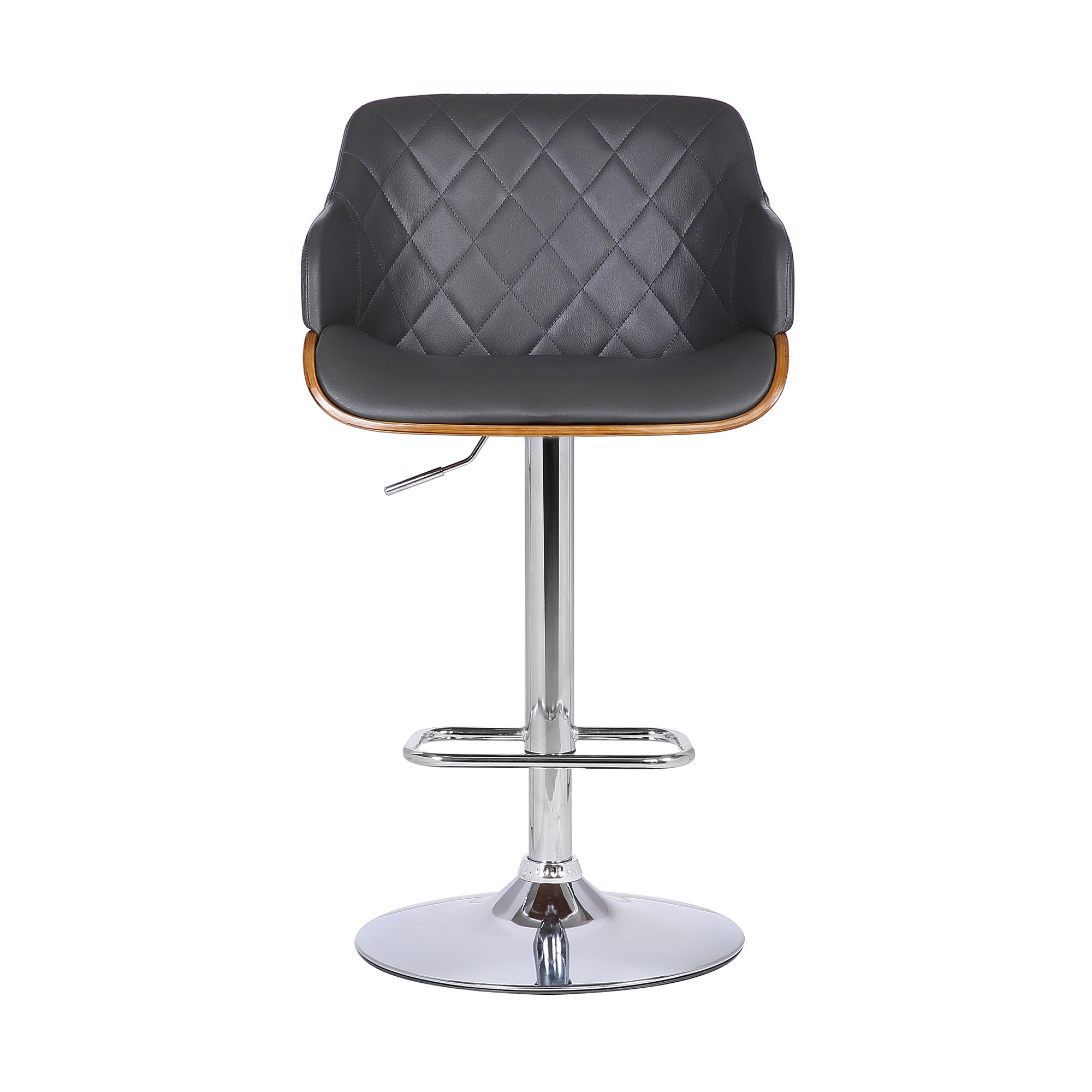 25" Gray And Silver Faux Leather And Iron Swivel Low Back Adjustable Height Bar Chair - Homeroots - Flyclothing LLC