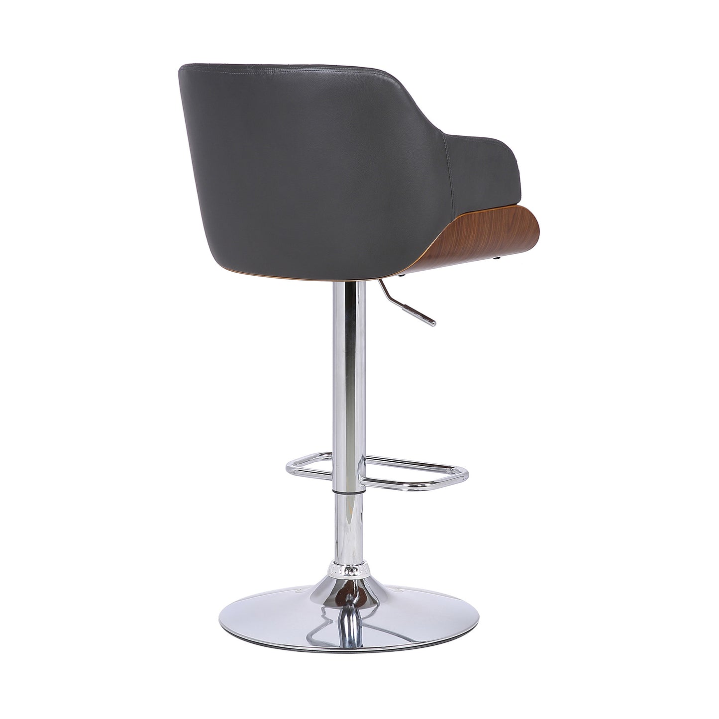 25" Gray And Silver Faux Leather And Iron Swivel Low Back Adjustable Height Bar Chair - Homeroots - Flyclothing LLC