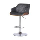 25" Gray And Silver Faux Leather And Iron Swivel Low Back Adjustable Height Bar Chair - Homeroots - Flyclothing LLC